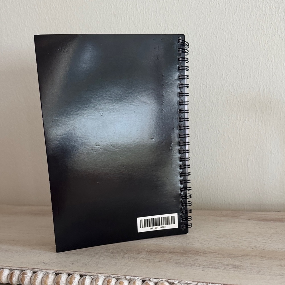 Black Spiral Notebook with White Text - Picture 2 of 4